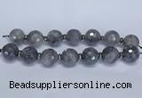 CLS301 7.5 inches 25mm faceted round large cloudy quartz beads