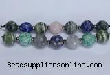 CLS305 7.5 inches 25mm faceted round mixed gemstone beads