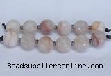 CLS350 7.5 inches 30mm faceted round large pink quartz beads