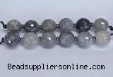 CLS351 7.5 inches 30mm faceted round large cloudy quartz beads