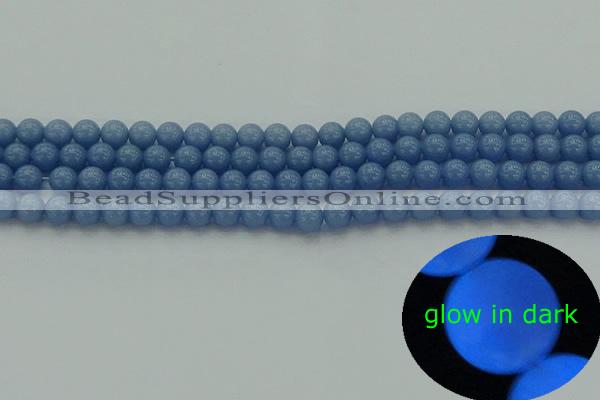 CLU100 15.5 inches 4mm round blue luminous stone beads