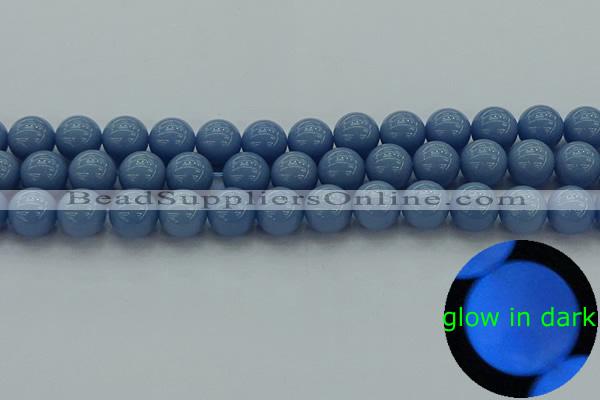 CLU104 15.5 inches 12mm round blue luminous stone beads