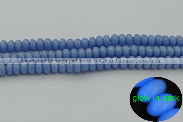 CLU121 15.5 inches 5*8mm rondelle blue luminous stone beads