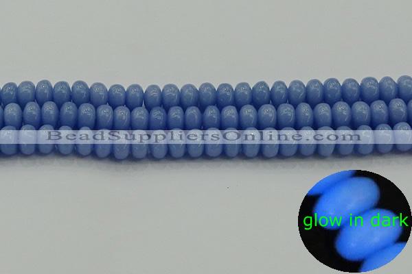 CLU126 15.5 inches 5*8mm rondelle blue luminous stone beads