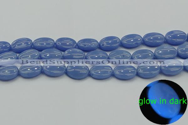 CLU183 15.5 inches 13*18mm oval blue luminous stone beads