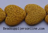 CLV18 15 inches 8*27mm heart yellow natural lava beads strand wholesale