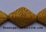 CLV20 15 inches 22*32mm rhombus yellow natural lava beads wholesale