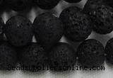 CLV216 15.5 inches 16mm round black natural lava beads wholesale