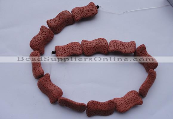 CLV22 15 inches 19*30mm marquise red natural lava beads wholesale