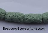 CLV27 15.5 inches 10*18mm column shape green natural lava beads wholesale