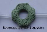 CLV30 15.5 inches 32*32mm octagon green natural lava beads wholesale