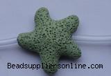 CLV33 16 inches 11*38mm star green natural lava beads wholesale