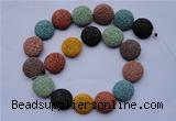 CLV39 15 inches 7*20mm flat round multicolor natural lava beads wholesale