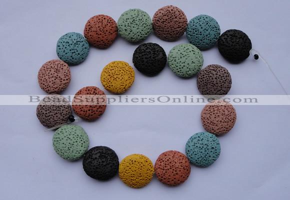 CLV39 15 inches 7*20mm flat round multicolor natural lava beads wholesale