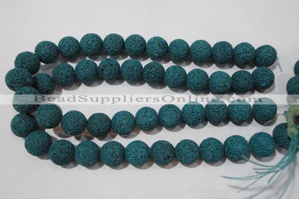 CLV455 15.5 inches 14mm round dyed blue lava beads wholesale