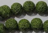 CLV463 15.5 inches 14mm round dyed green lava beads wholesale