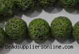 CLV464 15.5 inches 16mm round dyed green lava beads wholesale