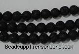 CLV483 15.5 inches 6mm round black lava beads wholesale