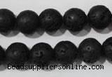 CLV486 15.5 inches 12mm round black lava beads wholesale