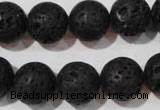 CLV487 15.5 inches 14mm round black lava beads wholesale