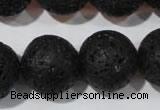 CLV490 15.5 inches 20mm round black lava beads wholesale