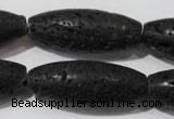 CLV492 15.5 inches 16*40mm rice black lava beads wholesale