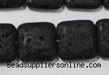 CLV495 15.5 inches 20*20mm square black lava beads wholesale