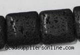 CLV496 15.5 inches 25*25mm square black lava beads wholesale