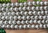 CLV531 15.5 inches 6mm round plated lava beads wholesale