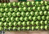 CLV536 15.5 inches 6mm round plated lava beads wholesale