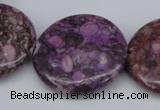 CMB33 15.5 inches 30mm flat round dyed natural medical stone beads