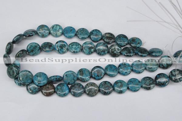 CMB42 15.5 inches 16mm flat round dyed natural medical stone beads