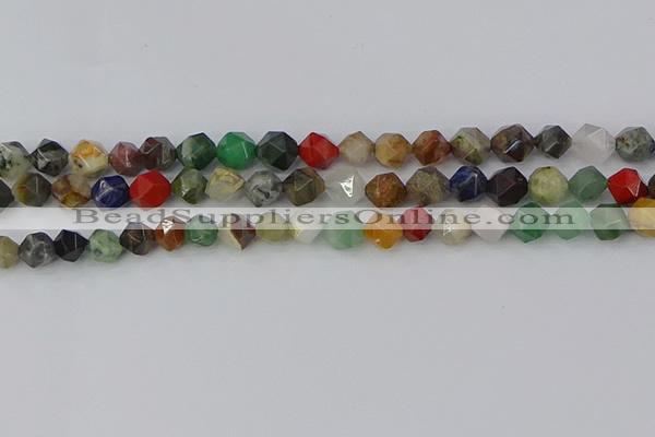 CME107 15.5 inches 8mm faceted nuggets mixed gemstone beads