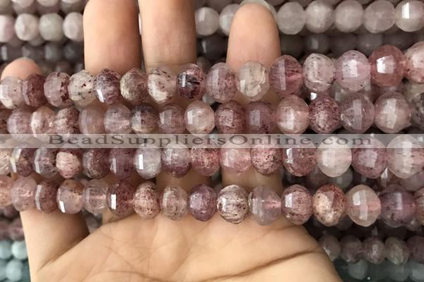 CME208 15.5 inches 7*9mm - 8*10mm pumpkin strawberry quartz beads