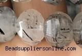 CME237 15.5 inches 10*11mm - 10*12mm pumpkin black rutilated quartz beads