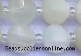 CME357 15 inches 10mm pumpkin white moonstone beads