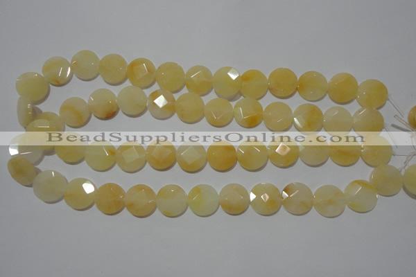 CME51 15.5 inches 15mm faceted coin yellow jade gemstone beads