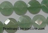 CME52 15.5 inches 15mm faceted coin green aventurine gemstone beads