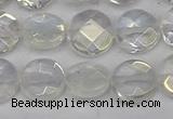 CME60 15.5 inches 10mm faceted coin plated white crystal beads