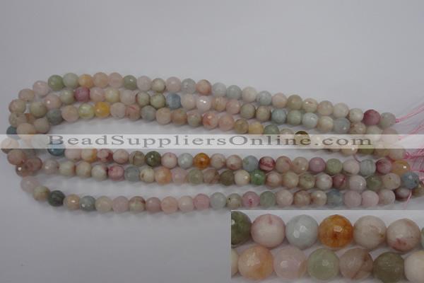 CMG122 15.5 inches 8mm faceted round natural morganite beads