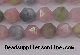 CMG201 15.5 inches 6mm faceted nuggets morganite gemstone beads