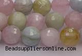 CMG211 15.5 inches 8mm faceted round morganite beads wholesale