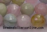 CMG213 15.5 inches 12mm faceted round morganite beads wholesale