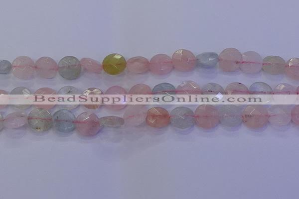 CMG253 15.5 inches 10mm faceted coin morganite beads