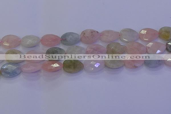 CMG273 15.5 inches 12*16mm faceted flat teardrop morganite beads