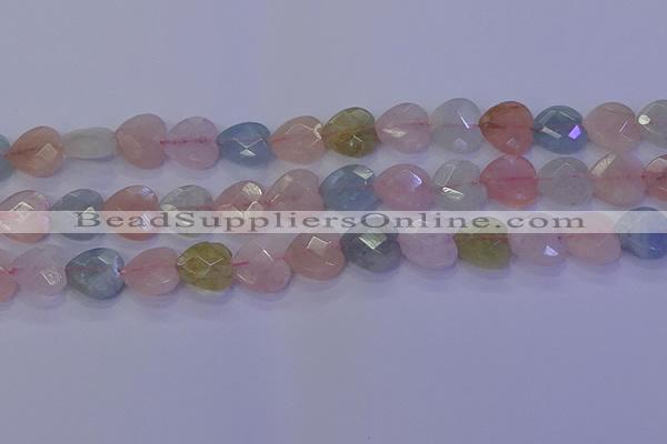 CMG283 15.5 inches 10*10mm faceted heart morganite beads