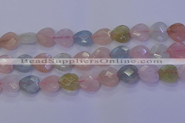 CMG286 15.5 inches 16*16mm faceted heart morganite beads