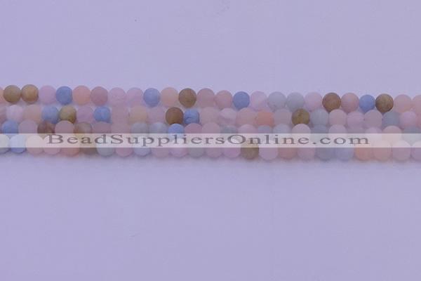 CMG301 15.5 inches 6mm round matte morganite beads wholesale