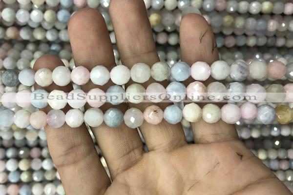 CMG322 15.5 inches 8mm faceted round morganite gemstone beads