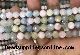 CMG346 15.5 inches 8mm faceted round morganite beads wholesale